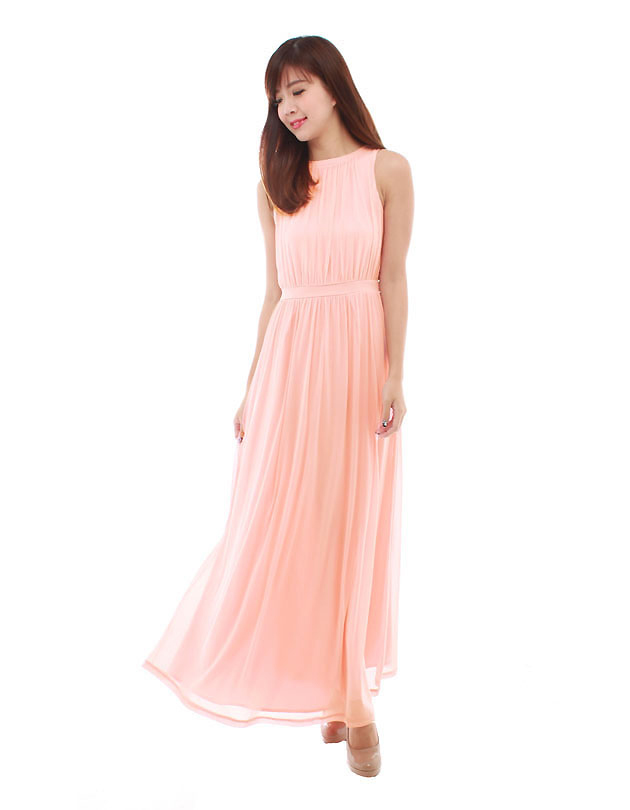 Paris Maxi Dress in Pastel Peach
